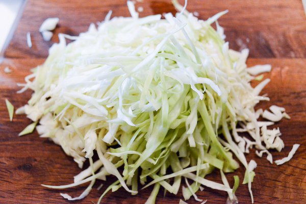 Homemade Kimchi: Sliced cabbage