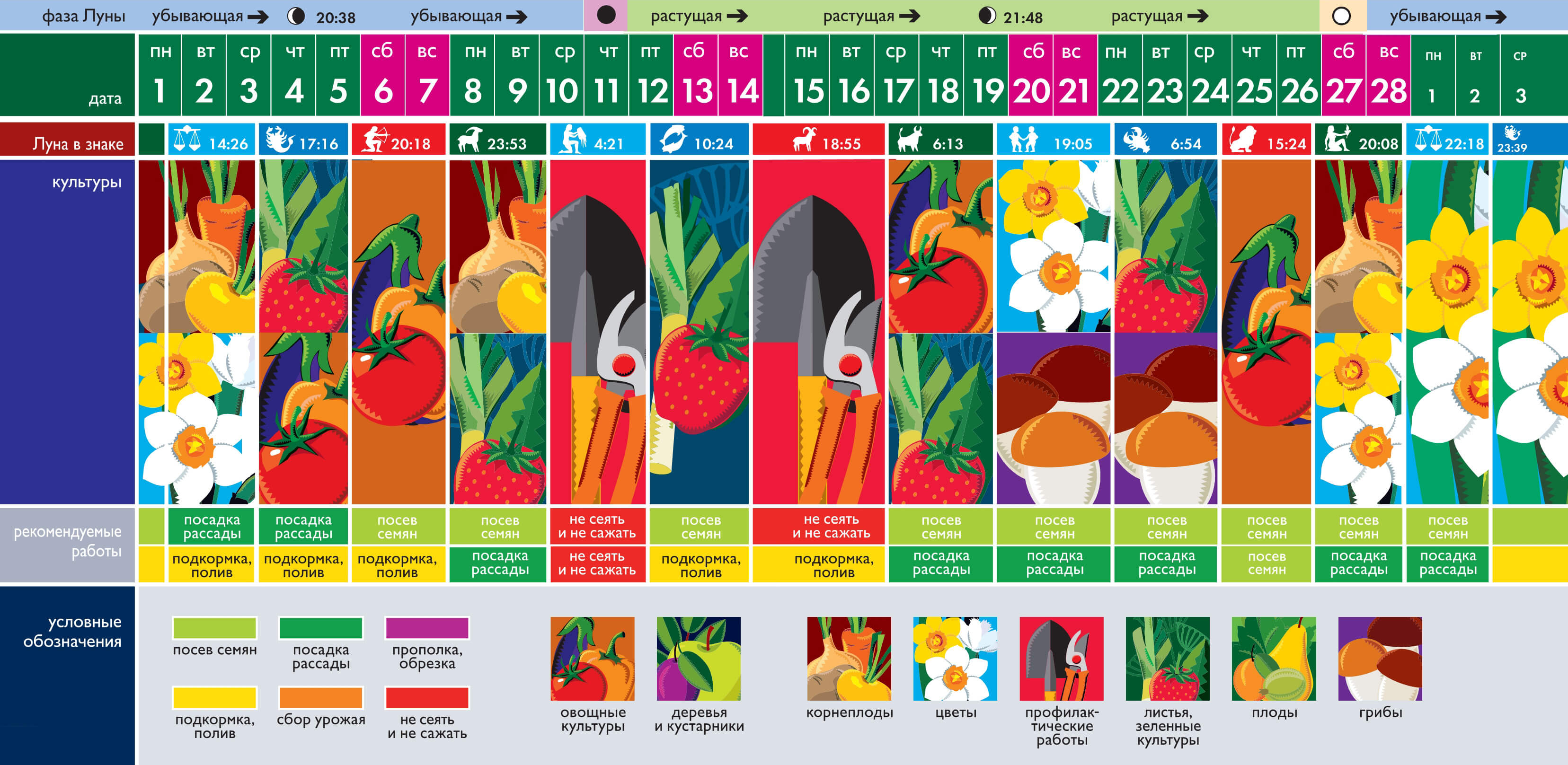 Лунный календарь посадки цветов на апрель 2024