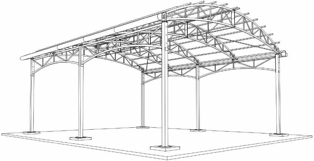 Арочные навесы чертежи. Навеса односкатный полуарочный чертеж 6000*10000. Односкатный навес из металла 4,5х4 чертеж. Фермы для навеса из профильной трубы. Навес полуарочный чертеж.