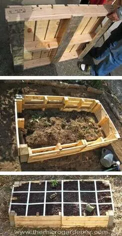 Upcycle pallets into a low cost raised garden bed. 