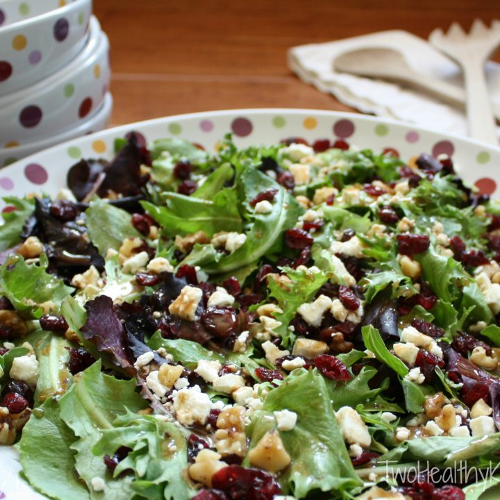 Salad with Nuts, Feta and Cranberries (Two Ways!)