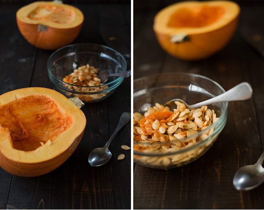 How To Make Pumpkin Puree From A Fresh Pumpkin - Removing Seeds