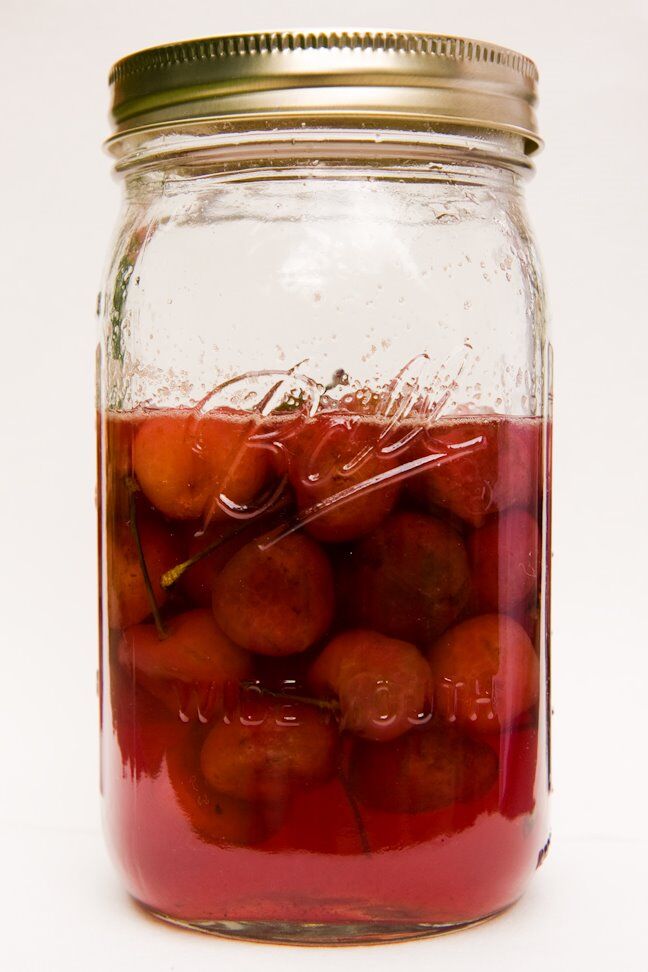 Jar of homemade Luxardo cherries