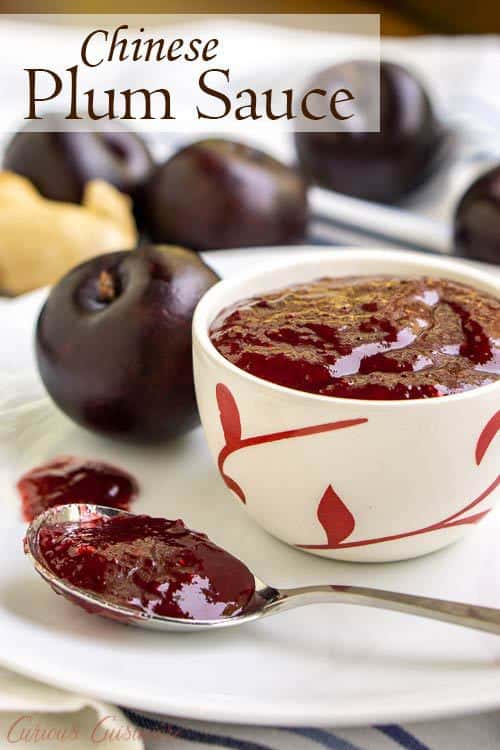 Chinese plum sauce is the perfect recipe to preserve summer plums into a lightly sweet, lightly tart, and lightly spiced condiment that has many uses. #plums #preservetheharvest #canning #plumsauce #condiment 