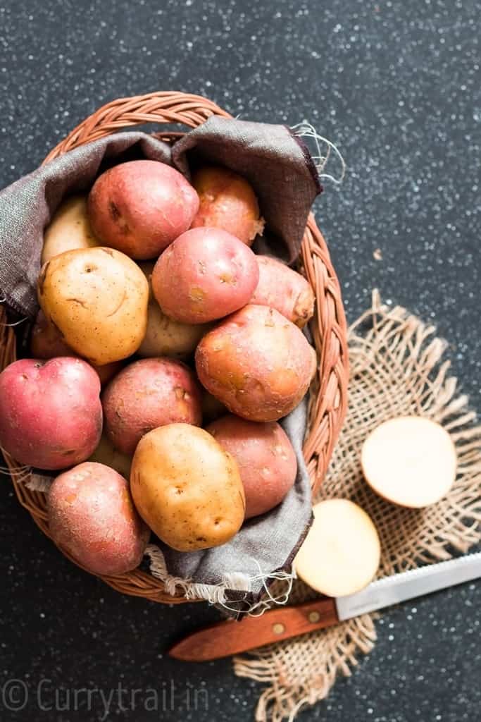 potatoes place in wire basket getting ready for instant pot potatoes roast