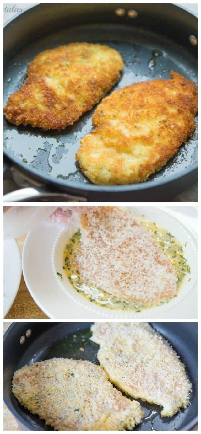 Photo Collage of Parmesan Crusted Chicken Recipe Process