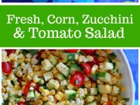 pinterest collage image for fresh corn, zucchini and tomato salad