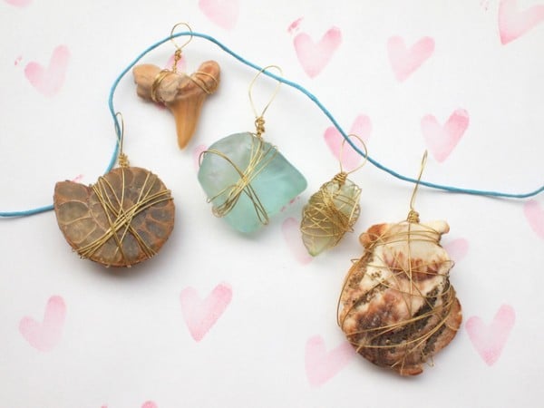 beautiful nature crafts - easy shell and rock pendants